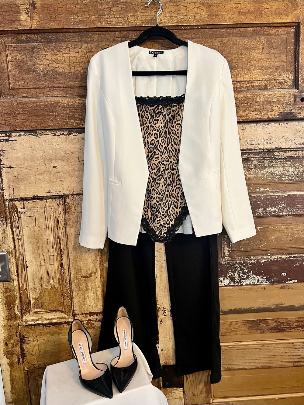 EXPRESS White Minimalist Blazer Open Front Workwear Jacket